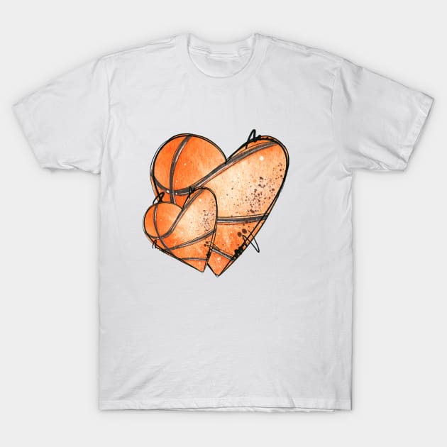 Basketball heart T-Shirt by HJstudioDesigns